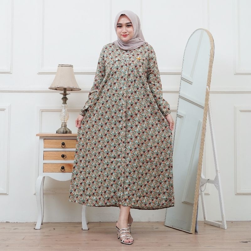 MIDI RAYON MOTIF PREMIUM | DRES MOTIF RAYON PREMIUM | DRES MOTIFF BUNGA|