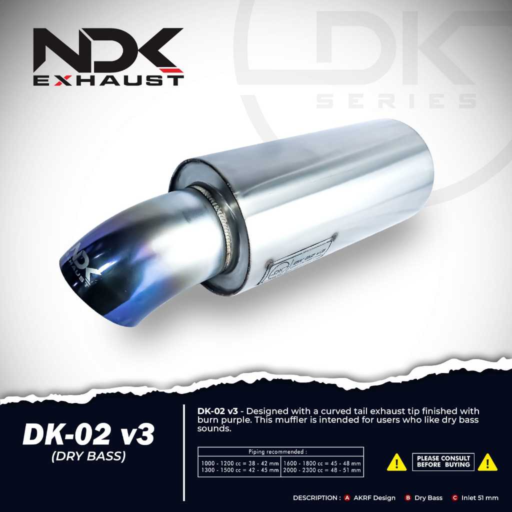 NDK EXHAUST MUFFLER DK-02v3 INLET 2,5INCH KNALPOT MOBIL RACING