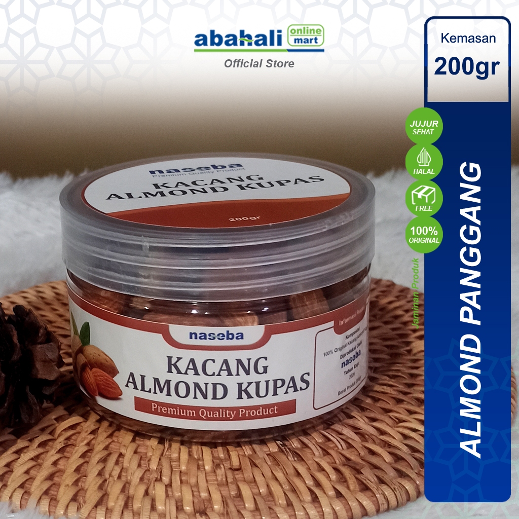 

Toples Kacang Almond Panggang Kupas Premium 200gr By Naseba