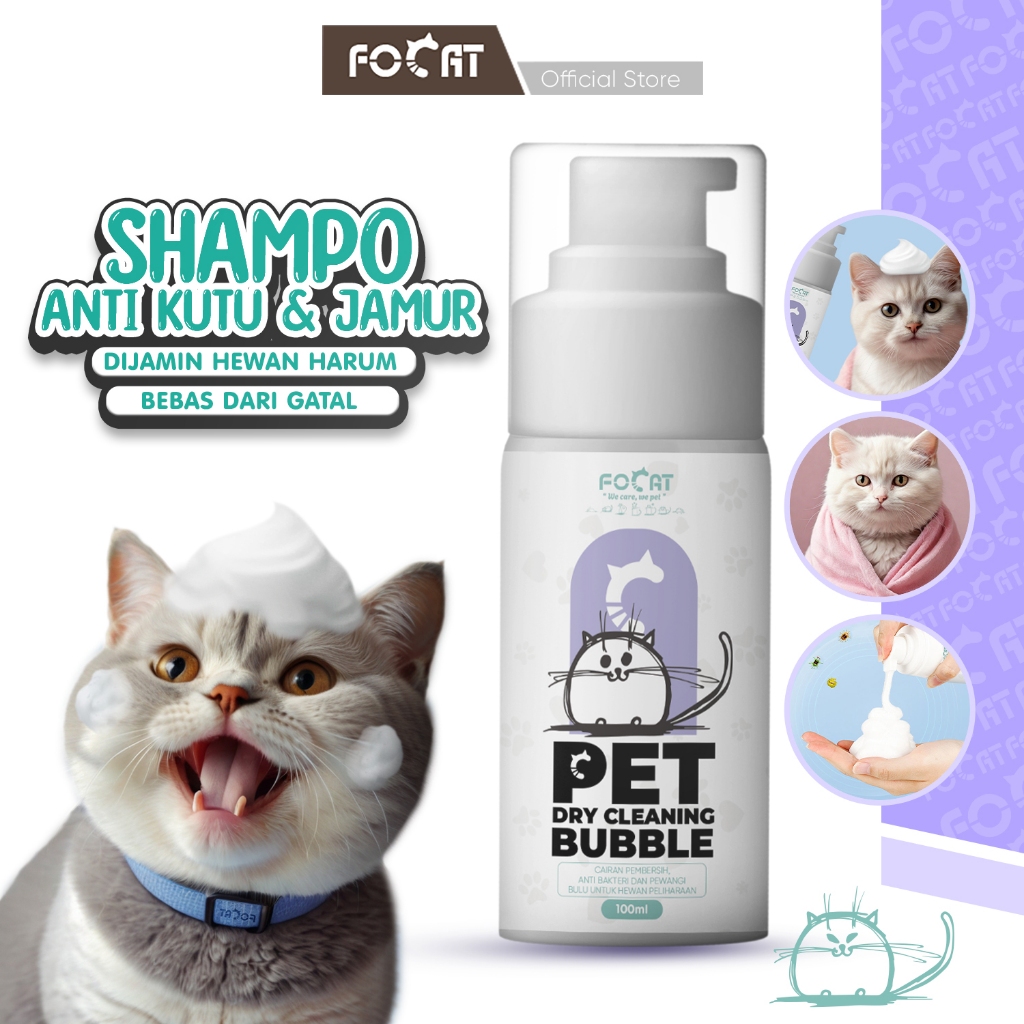 FOCAT Pet Dry Shampoo/Sampo Pembersih Hewan Peliharaan 100ml N10 Sampo Hewan Tanpa Bilas