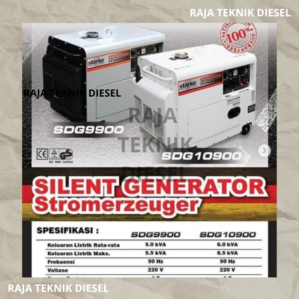 Starke Generator Genset Diesel Silent 6 KVA 6500 6000 Watt 6 6.5 KW Solar SDG 10900