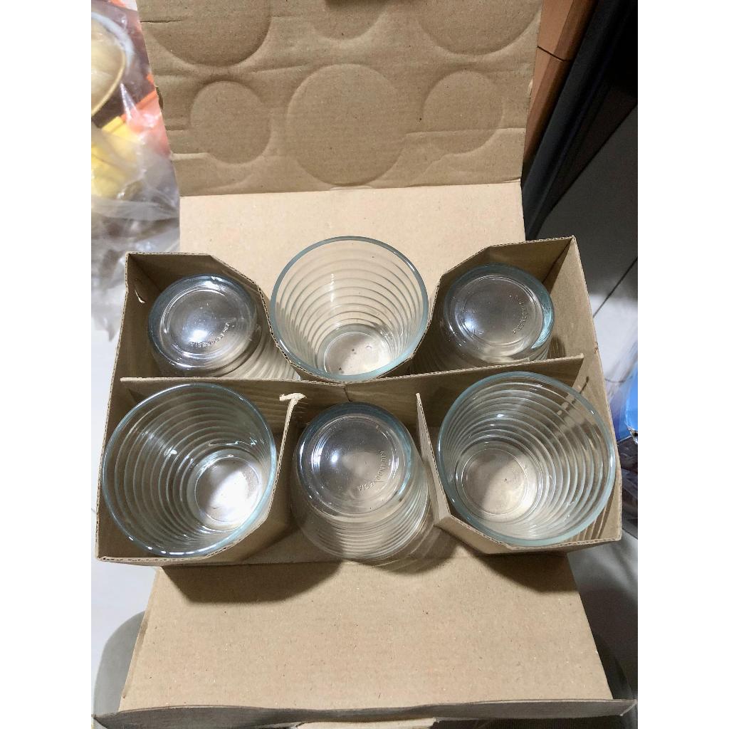 Gelas Sloki Luminor 6Pcs (AH-02R) Tinggi 6cm Diameter 4.5cm / Gelas Kaca Polos / Gelas Kaca Mini / D