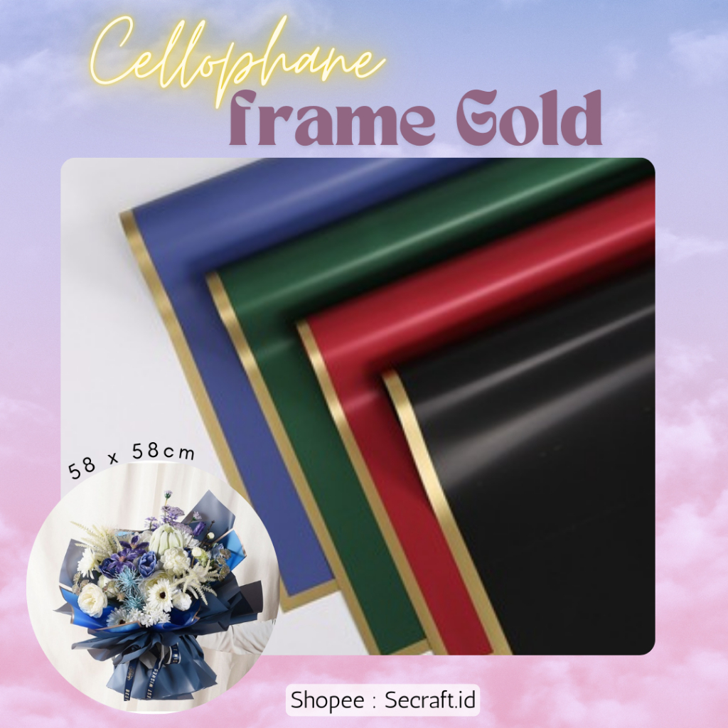 

Flower Wrapping Paper Frame Gold Emas Kertas Buket Bunga Cellophane Florist