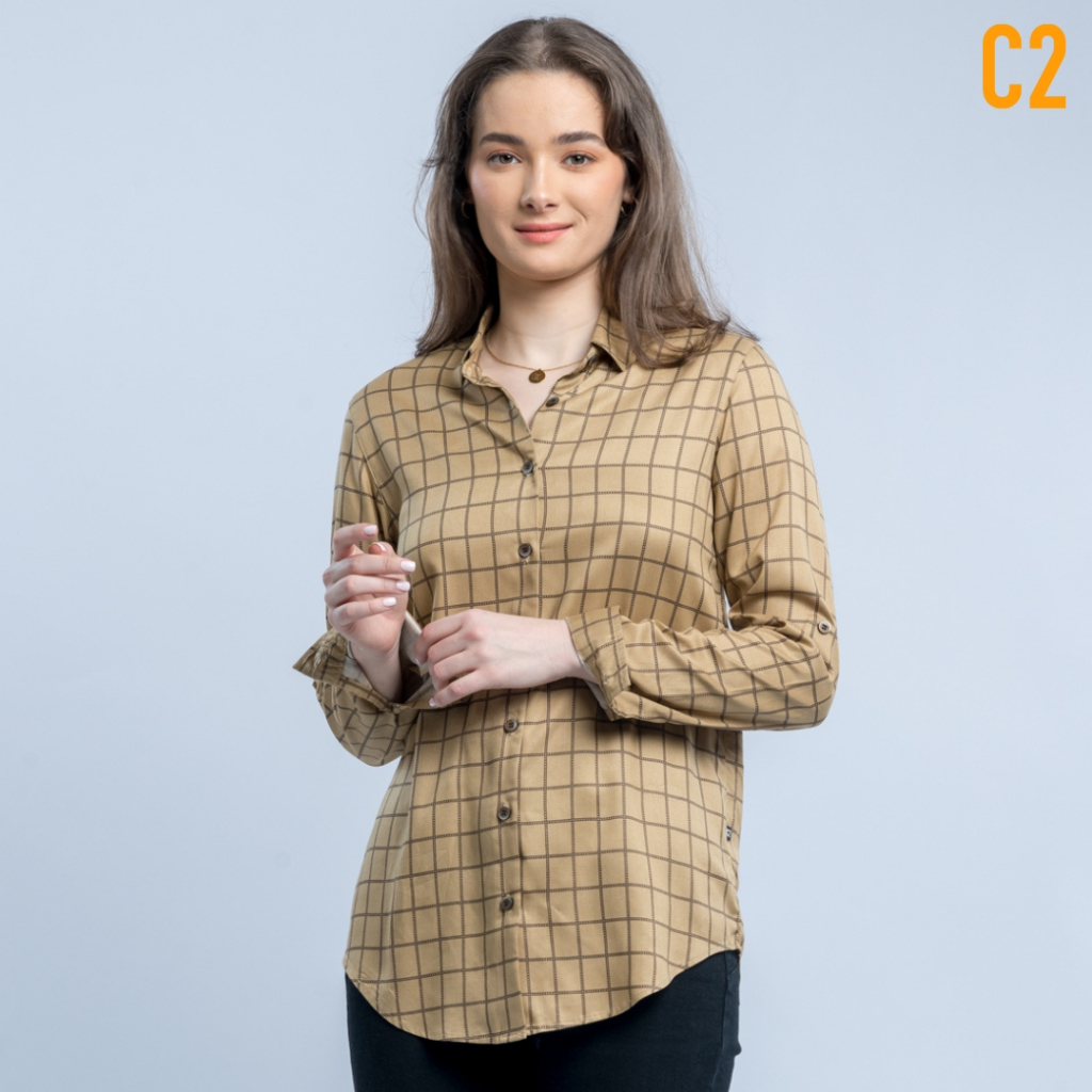 C2 Girsun Brown Kemeja Casual Wanita
