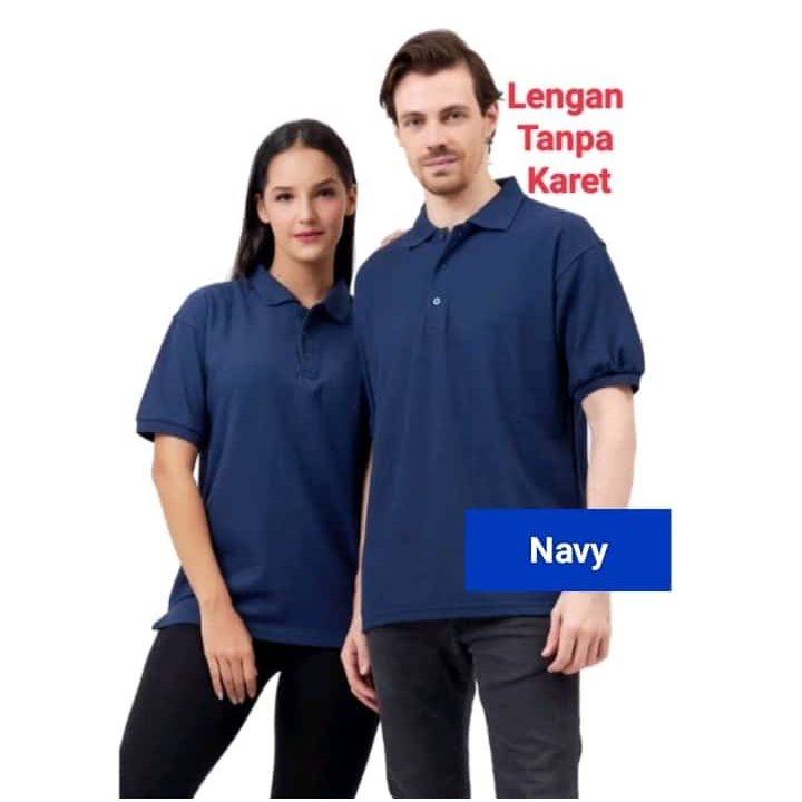 Kaos Kerah Navy Lengan Pendek - Kaos Kerah UNISEX - Kaos Kerah Polos Warna Biru Dongker - Kerah Pend