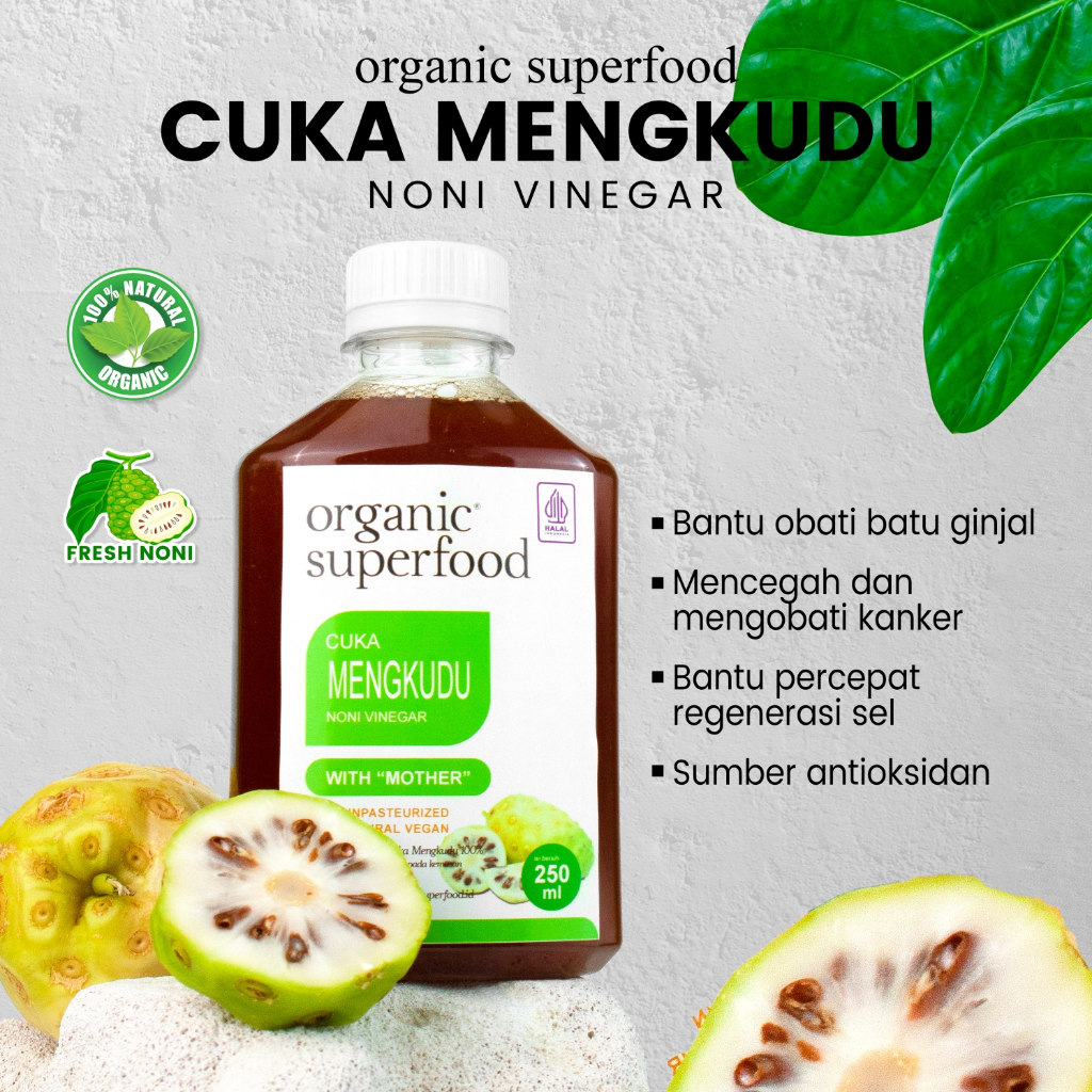 

Organic Superfood - Cuka Mengkudu Original - Menghancurkan Batu Ginjal - Noni Vinegar