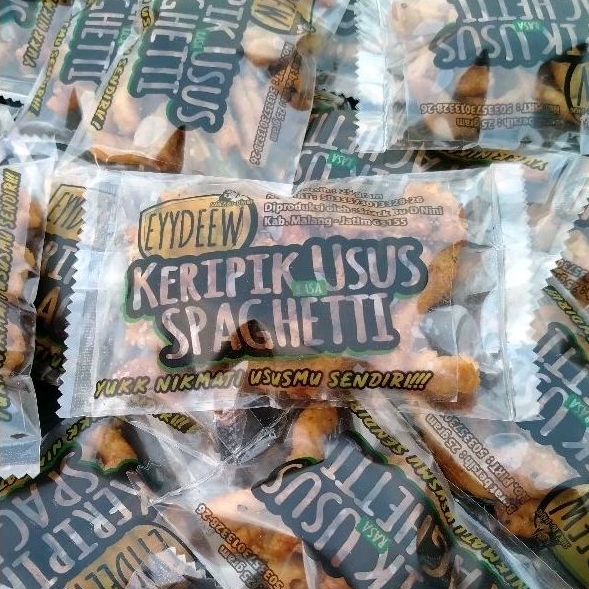 

KERIPIK USUS RASA SPAGHETTI (netto 25 gram)
