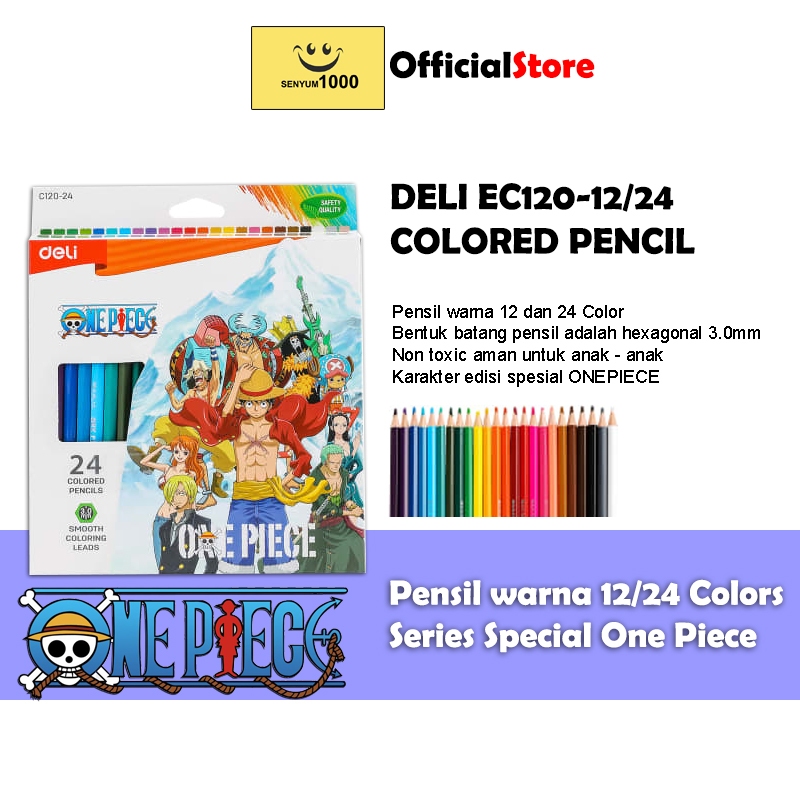 

Deli Colored Pencil / Pensil Warna Seri One Piece 12/24 Warna EC120