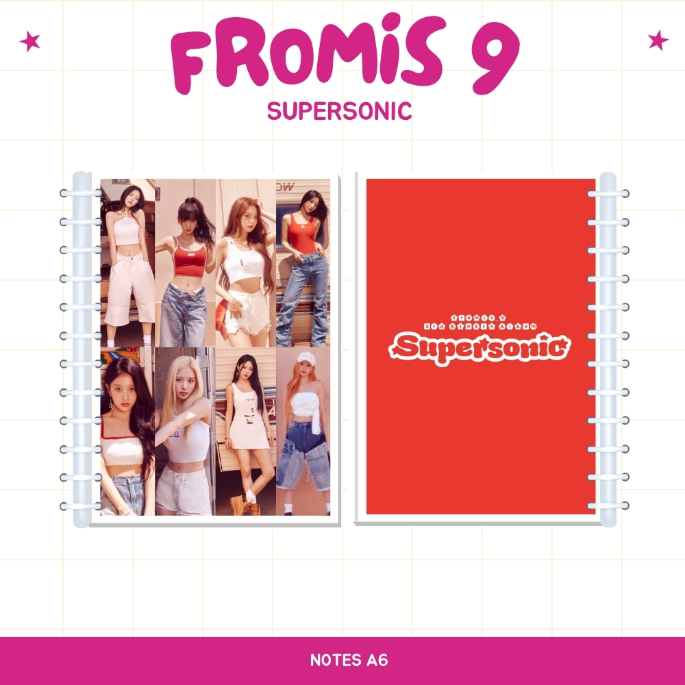 

A6 NOTES FROMIS 9 SUPERSONIC (ISI 40 HVS + COVER LAMINASI 2 SISI) BUKU NOTE NOTEBOOK TANDA TANGAN TTD KPOP IDOL KOREA PREMIUM MURAH UNOFFICIAL SAEROM HAYOUNG JIWON SEOYOEON JISUN JIHEON CHAYOUNG NAGYUNG READY STOCK !