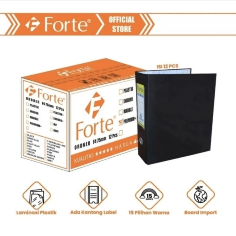 

ORDNER FORTE FOLIO F4 75MM PREMIUM PLUS GLOSSY WARNA PER 1 PCS