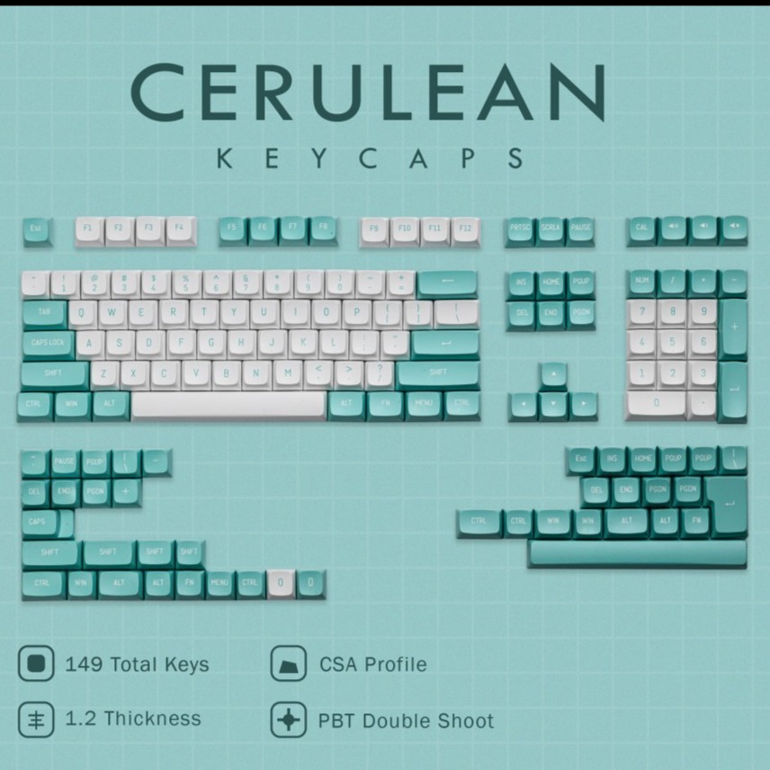 Keycaps Galatix Cerulean CSA Profile - PBT Doubleshot