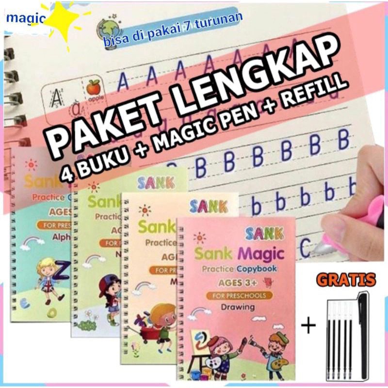 

sank book magic 4buku+magic pen+refil