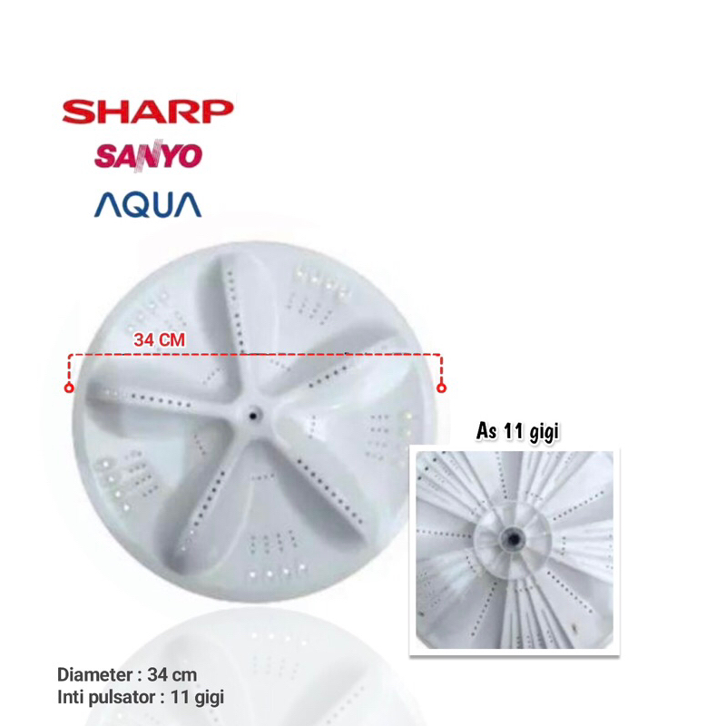 Pulsator Mesin Cuci Electrolux EWT704S  EWT7542S Diameter 34cm AS 11 Gigi