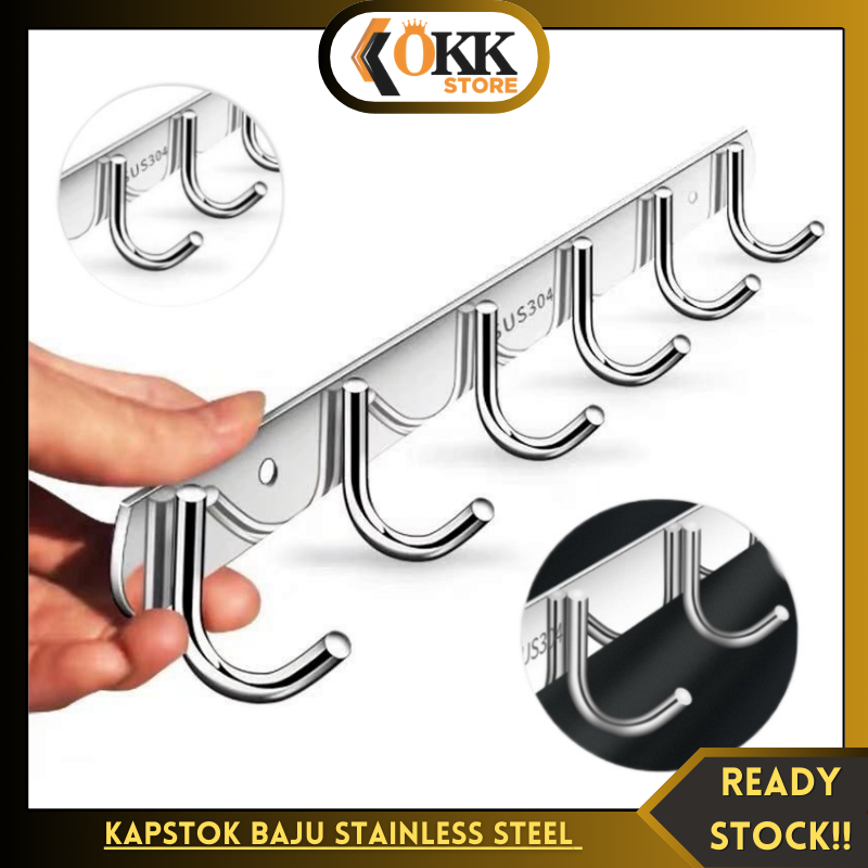 OKK Gantungan Baju Hook Kait Kamar Mandi / Kapstok Stainless Steel Anti Karat