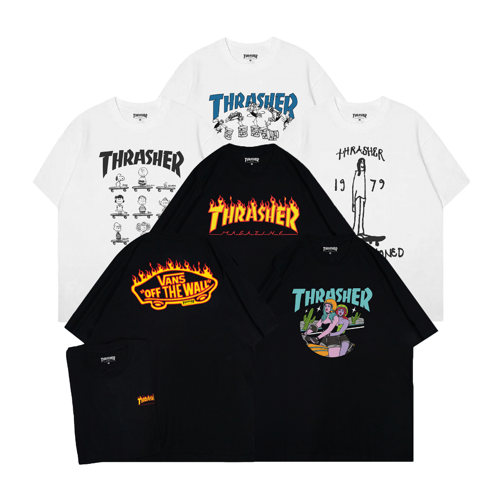 T-SHIRT BAJU KAOS THRASHER MEGAZINE X VANS OFF THE WALL