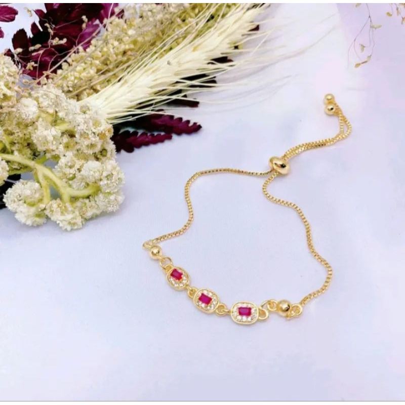 Gelang serut wanita mode mata merah fashion style korea.