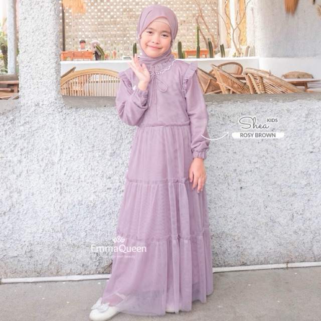 Shea Dress Kids Original Emmaqueen Gamis Tile Anak Muslim