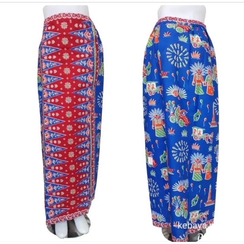 ROK TUMPAL PUCUK REBUNG DAN CUKIN SELENDANG BETAWI MOTIF BATIK ONDEL-ONDEL TERBARU WANITA SPAN PANJA