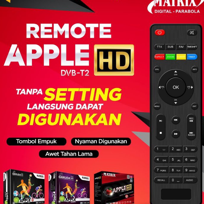 FG2 REMOT RECIEVER DVB T2 MATRIX APPLE HD MERAH