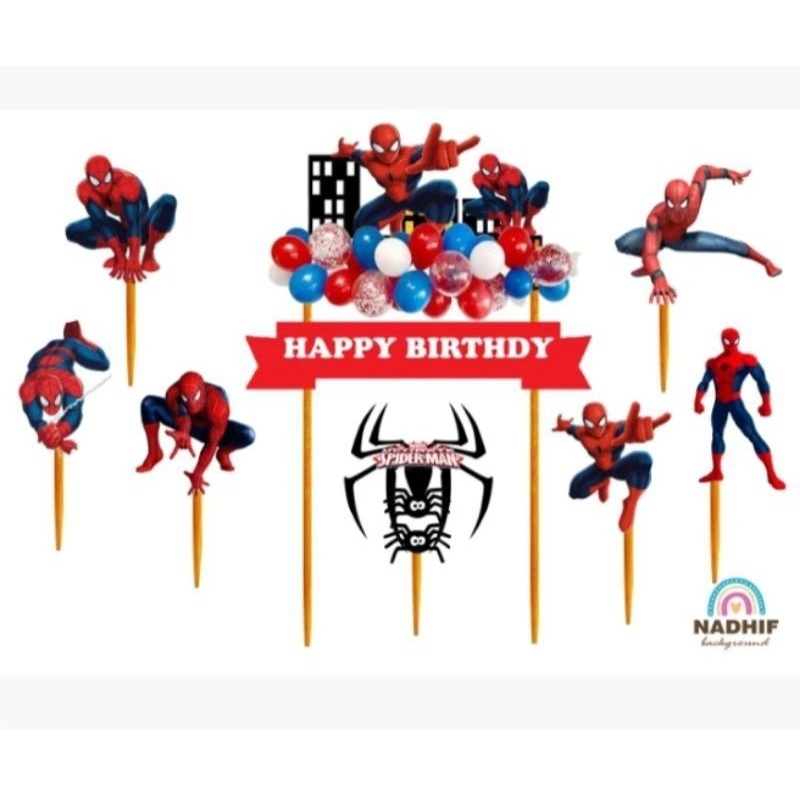 [Whispers] topper kue Spiderman,hiasan kue ulang tahun Spiderman,topper karakter Spiderman