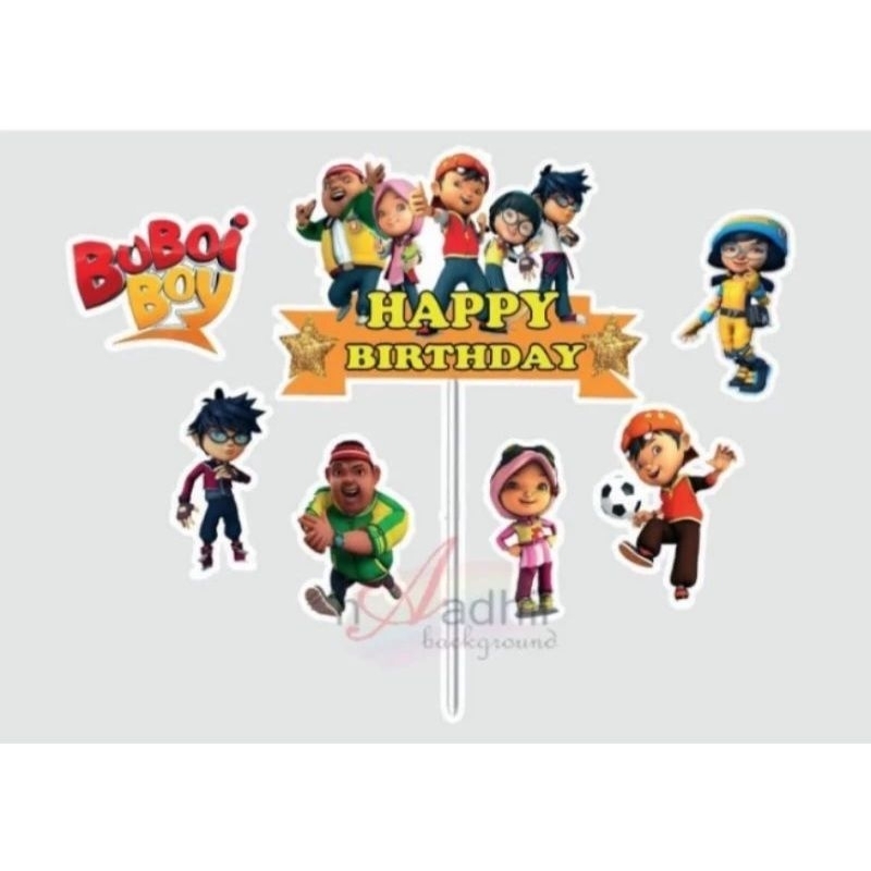 [Whispers] topper kue Boboiboy,hiasan kue ulang tahun Boboiboy,topper karakter Boboiboy
