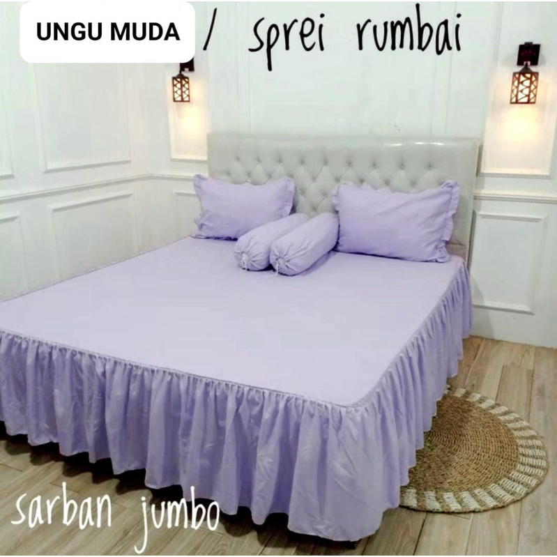 BISA COD sprei RUMBAI rumbai POLOS 180x200 WARNA LILAC UNGU MUDA motif EMBOSS minimalis murah seprei
