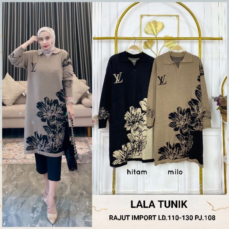 tunik rajut import oversize motif LV/atasan rajut import oversize terhits