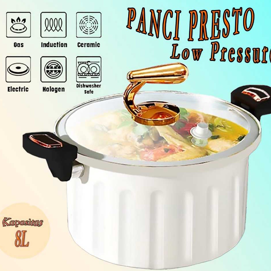 HJ6 RX Panci Presto Low Pressure Roman Cauldron Kapasitas 8 Liter Diameter 28cm