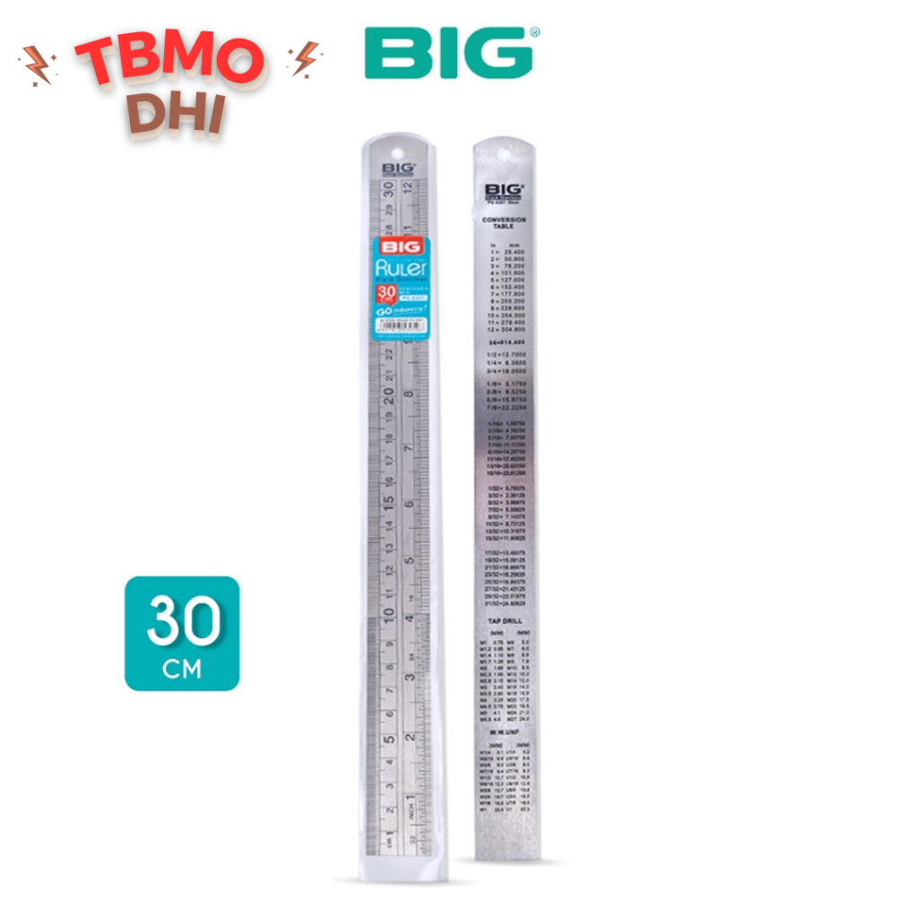 

BIG Penggaris Besi / Stainless Steel Ruler Tebal dan Kokoh Panjang 30 CM Tebal 0,7 MM PG-6301