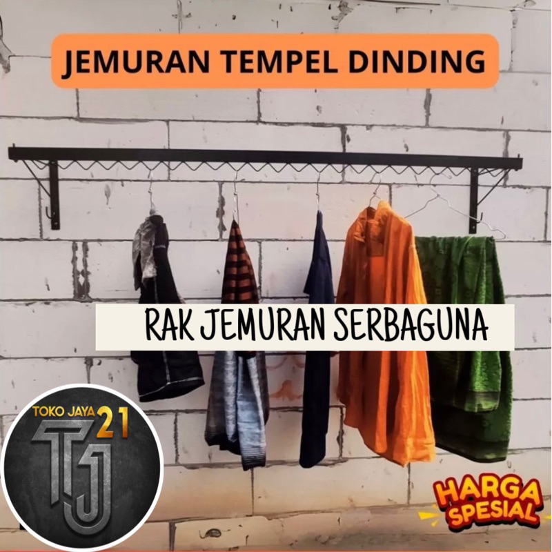 Jemuran Baju Tempel dinding Praktis bahan Besi Tanpa Baut