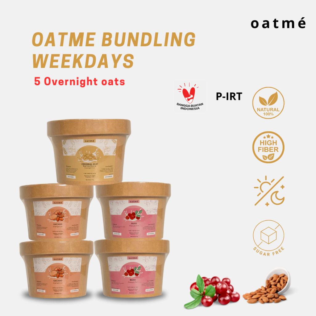 

Oatme Bundling weekdays 5 Overnight oats Buah Kacang Original Mix 75 Gram