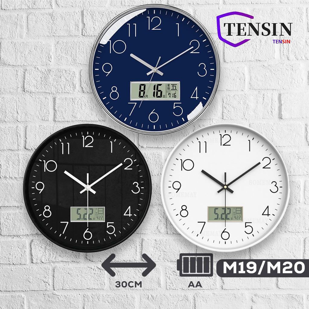 TENSIN Jam Dinding DIGITAL LCD M19/M20/ Jam dinding aesthetic diameter 30 cm/ Jam dinding tempel
