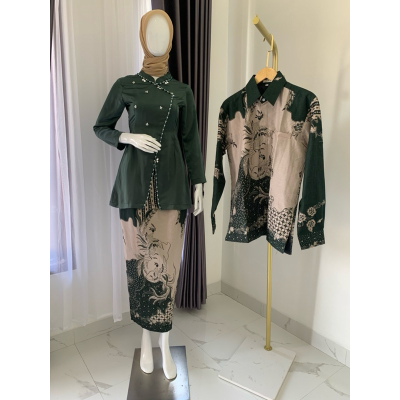 Set Batik Couple Seruni Hijau Botol
