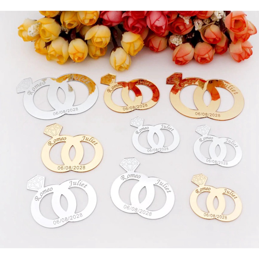 Cincin Akrilik Couple Grafir Nama / Dekorasi Mahar / Scrapbook
