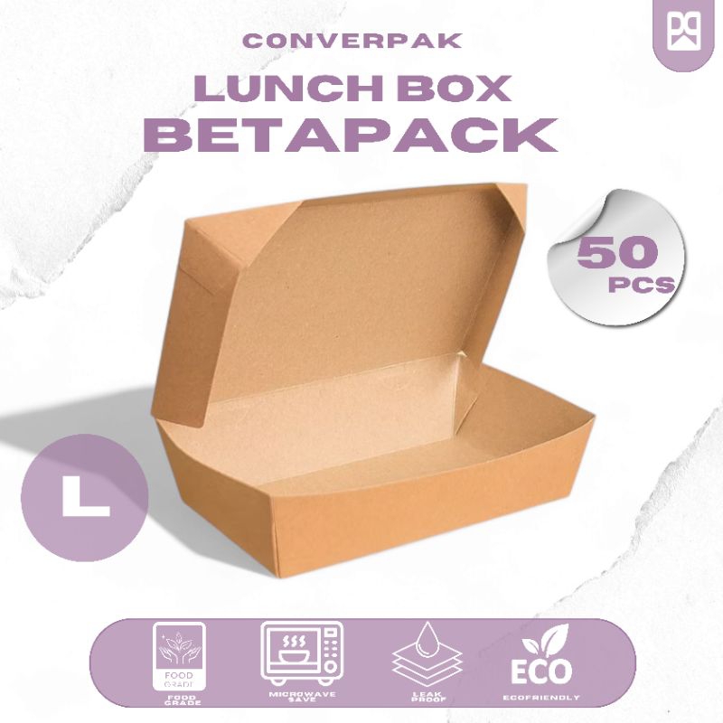 Paper Lunch Box Betapack Kraft Large | Food Grade | Eco-Friendly | 50pcs