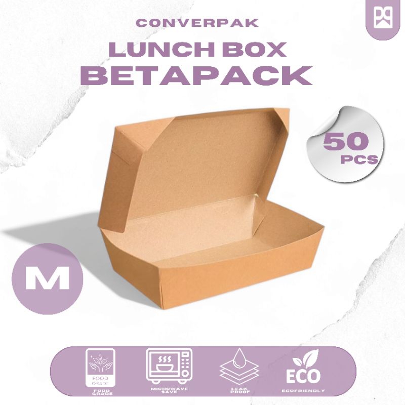 Paper Lunch Box Betapack Kraft Medium | Food Grade | Eco-Friendly | 50pcs