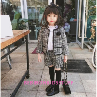 HERDA GIRL SET/SETELAN ANAK PEREMPUAN IMPORT /CELANA  PENDEK RAJUT ANAK/BLAZER RAJUT ANAK LENGAN PAN
