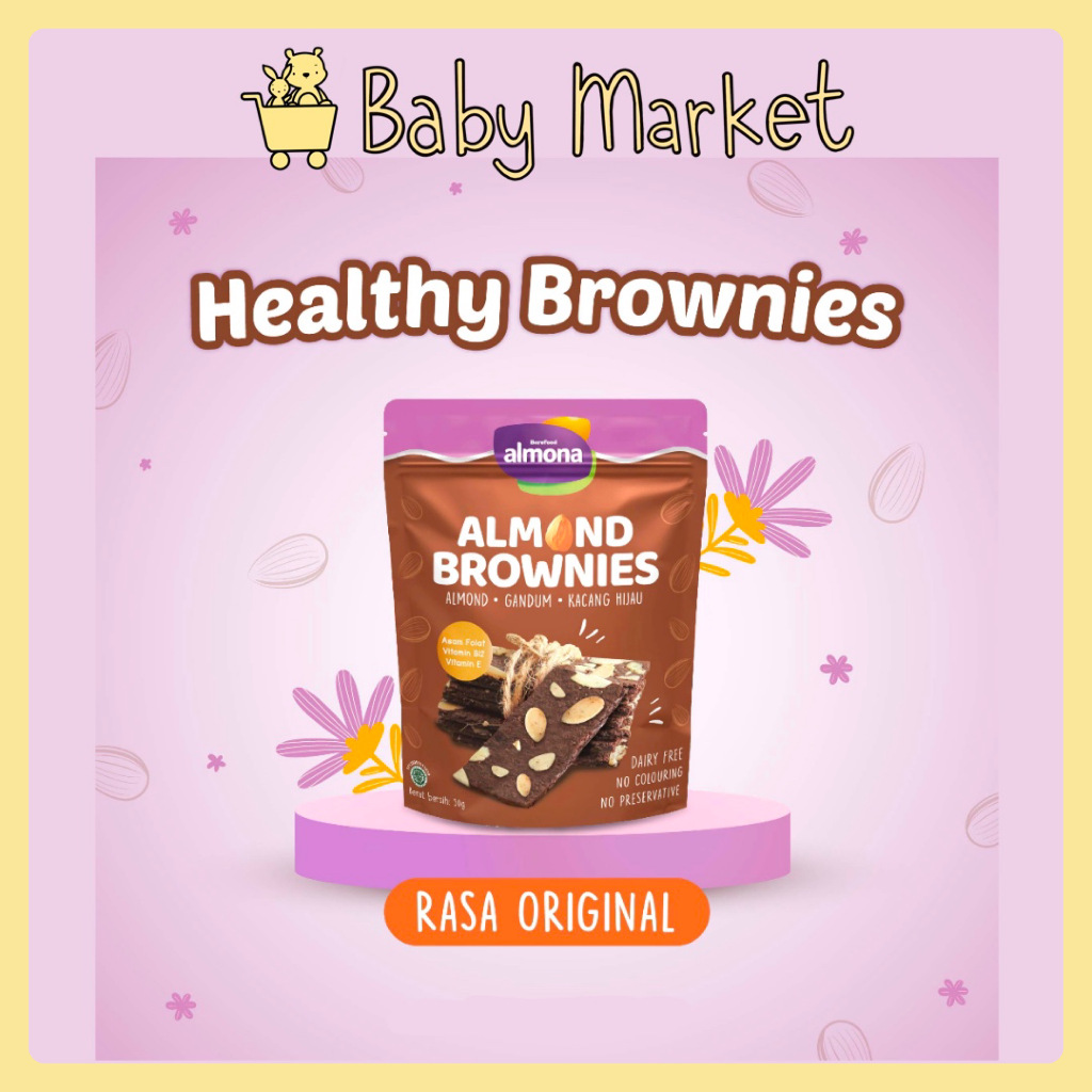 

Almona Almond Brownies 50gr - Snack Sehat - No Preservative - No Coloring