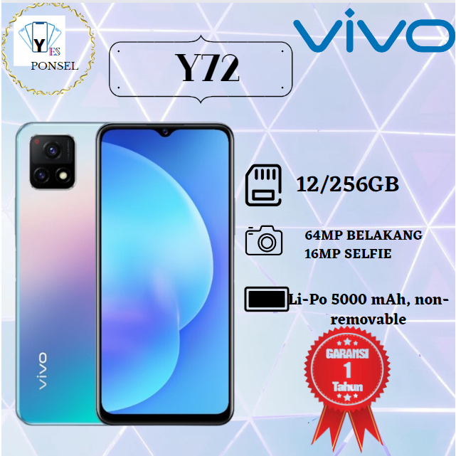 VIVO TYPE Y72 RAM 12/256 GB  5G FULLSET BERGARANSI TERMURAH