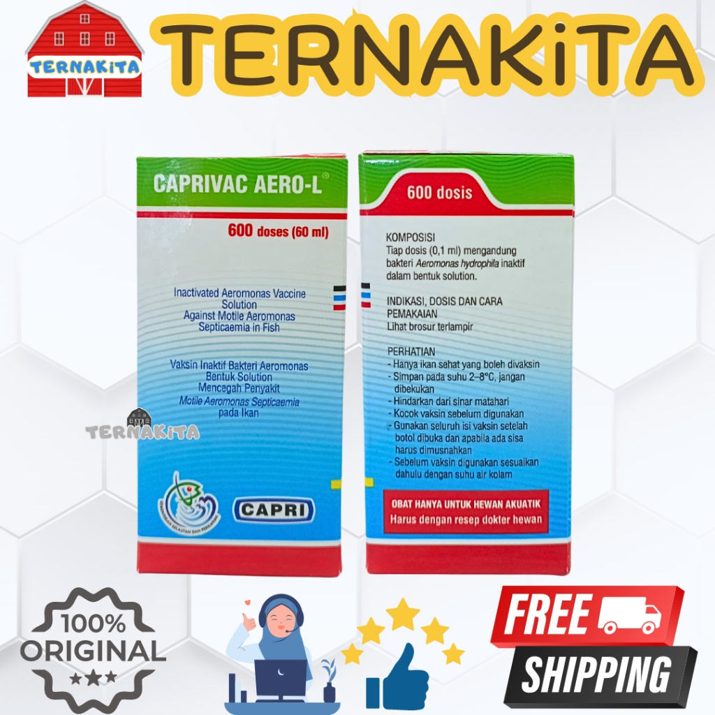 VAKSIN IKAN CAPRIVAC AERO L 600 dosis 60 ml - Vaksin Ikan Bakteri Aeromonas