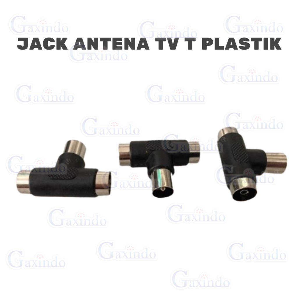 jack antena TV T plastik, splitter antena TV, konektor antena T, pembagi sinyal antena, adaptor kabe