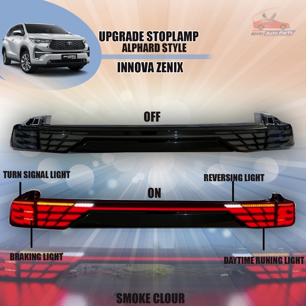 STOPLAMP INNOVA ZENIX ALPHARD STYLE LAMPU BELAKANG INNOVA ZENIX SMOKE / ACCESSORIES LAMPU ZENIX