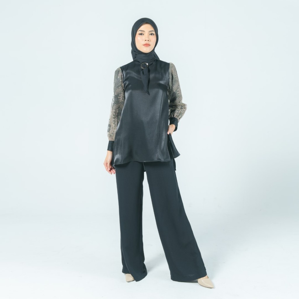 Zoya HESTIA Blouse - Atasan Wanita Wudhu Friendly - Bahan Glaze Silk & Lace