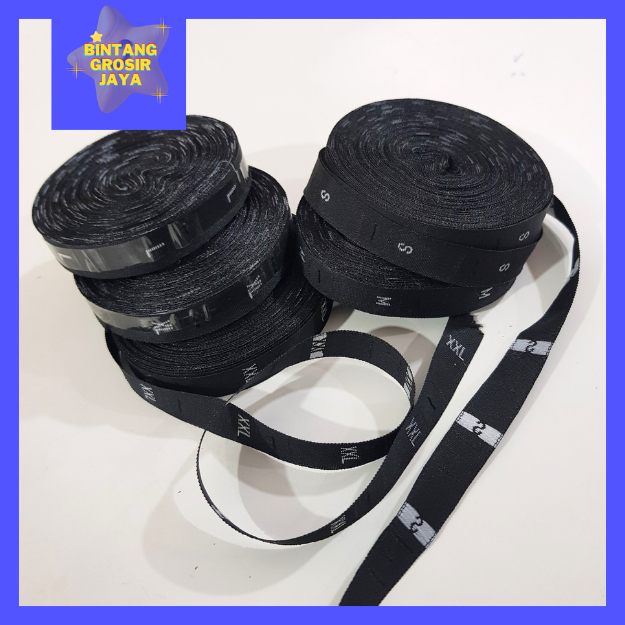 [500pcs] Size Bordir Putih Hitam - Label Size Bordir Baju Huruf dan Angka - Size Rajut Woven S M L