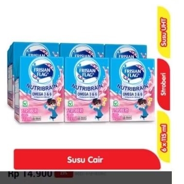 

Frisian flag milky susu uht kotak 6x115ml strawberry coklat