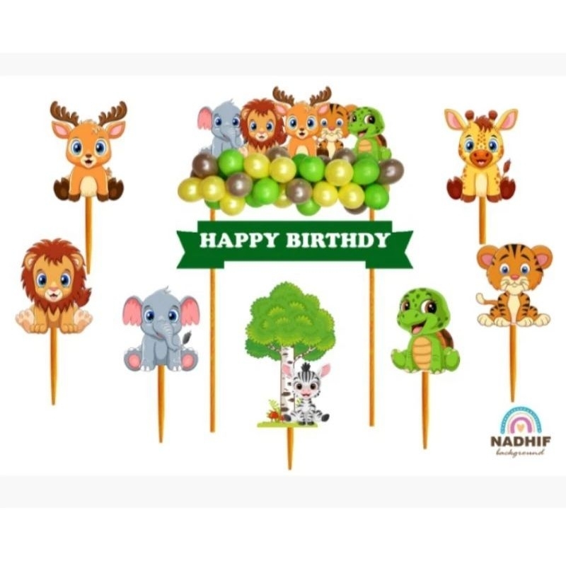 [Whispers] topper kue Animals,hiasan kue ulang tahun Animals,topper karakter Animals