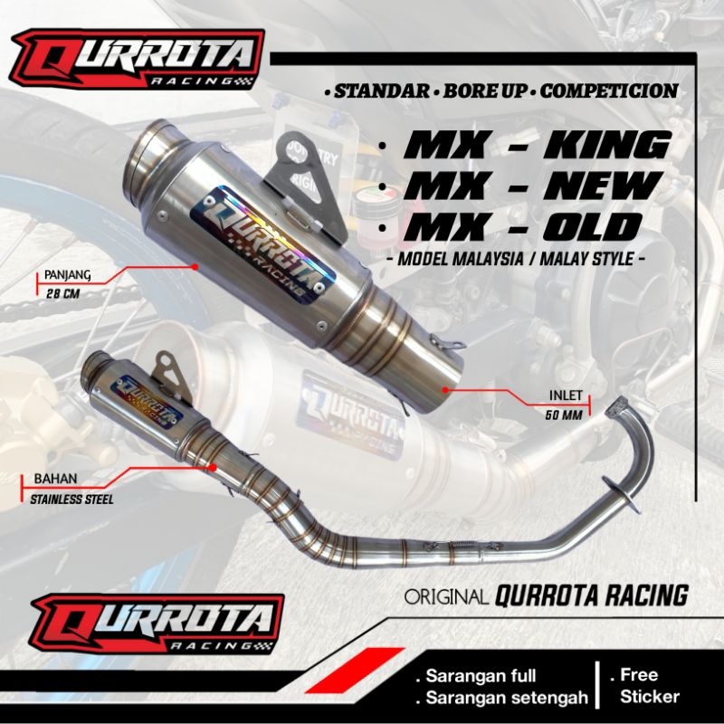 knalpot racing original qurrota racing model malay malaystyle selencer competisi mx king mx ne mx ol