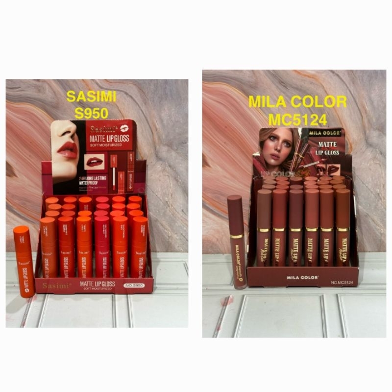 LIP GLOSS LIPGLOSS LIP CAIR MILA COLOR SASIMI ISI 24 PCS ORI MURAH