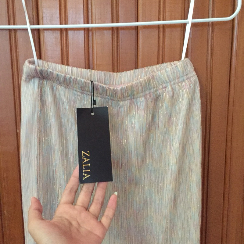 Zalia Rok/Skirt Multicolor Metallic Pleat Mermaid Skirt XS