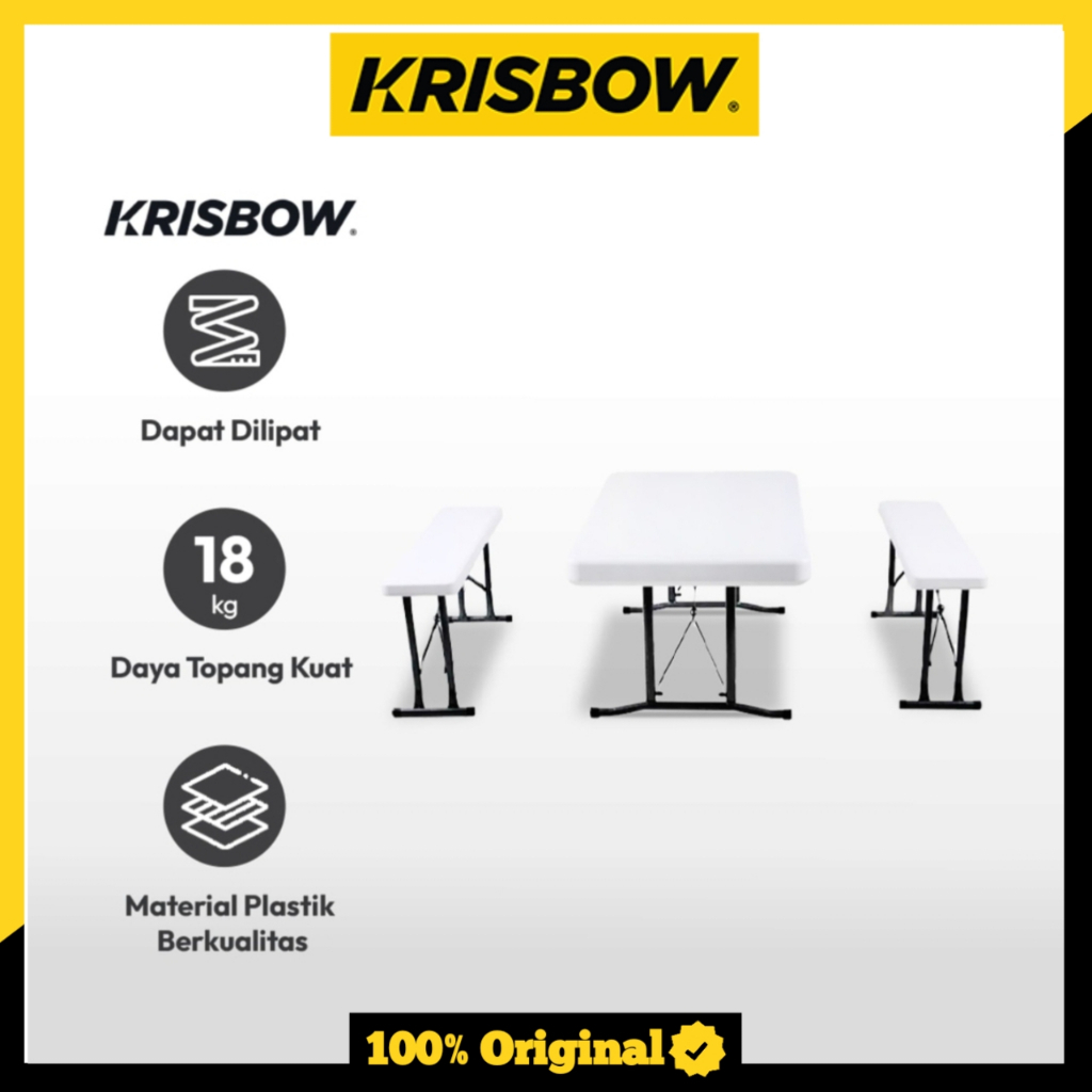 Krisbow Meja kursi lipat portable 1 set - Meja set Family